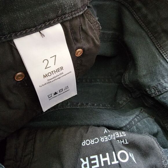 Mother Women's 27 x 26 The Insider Crop Step Fray Jeans Black Not Guilty Boho - Picture 10 of 12